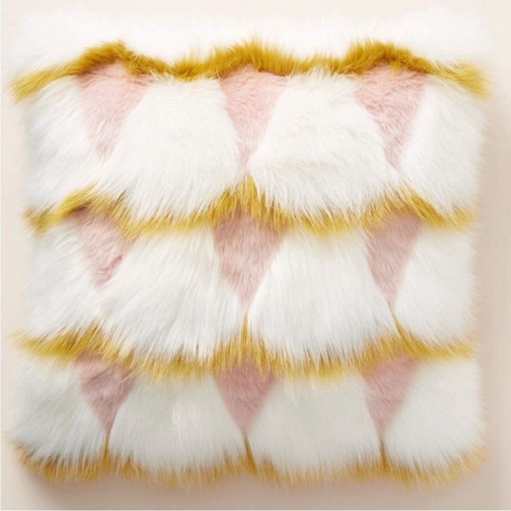Anthropologie Coren Faux Fur blanket and two matching pillows